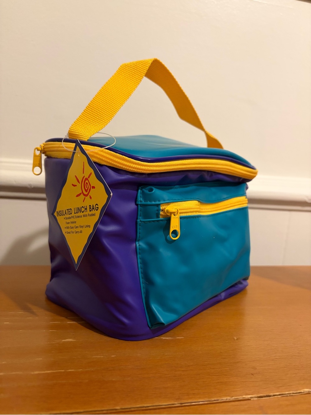 Insulated Colorblock Lunch Bag – Teal, Purple & Yellow